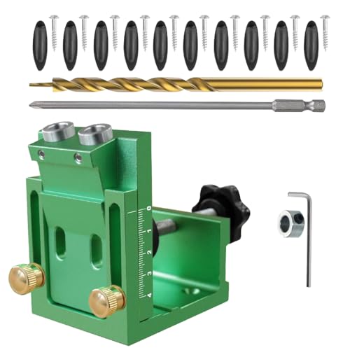 Aluminiumlegierung Taschenlochbohrer Guide Set Jig Mit Messskala Und Schließt Die Holzbearbeitungsbohranleitung Taschenschange Mit Stoppkragen An von Xanorrg