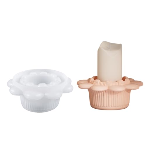 Blumenkerzenlestick Silikonform Gips Gips Aufbewahrung Jar Kerzenhalter Formen Für Schmuck Organizer Kerzenhalter von Xanorrg