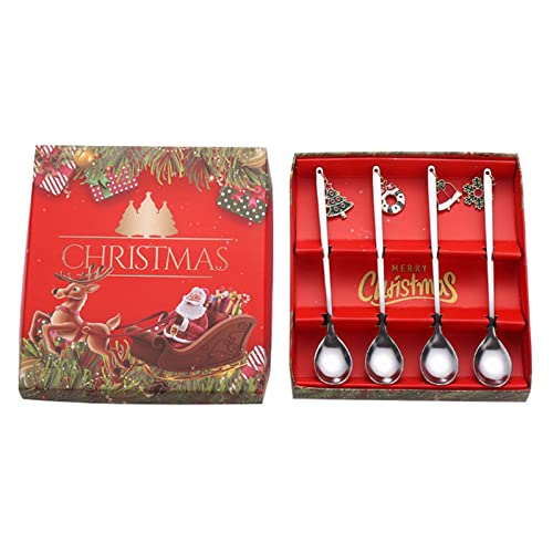 Xanorrg Edelstahl Kaffeelöffel Eislöffel Suppe Weihnachtsthema Dessert Mischung Küchengeschirr Edelstahl Dessertlöffel Set Set von Xanorrg