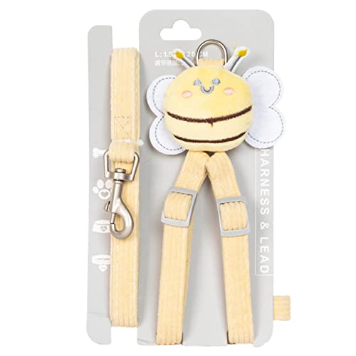 Xanorrg Fashion Hundekabelbaum Leine Einstellbare Cord Haustier Brust Raktionsseil Kleine Bienen Druckkatze Leads Haustierbedarf Hundeleine von Xanorrg