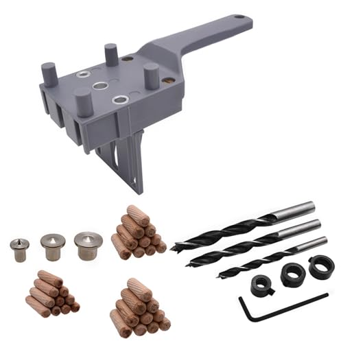 Handheld Dübel Jig Set Mit Bohrführer Block Professionelles Holzbearbeitung Doweling Metallhülle Holzbohrdübel Set von Xanorrg