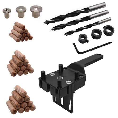 Handheld Dübel Jig Set Mit Bohrführer Block Professionelles Holzbearbeitung Doweling Metallhülle Holzbohrdübel Set von Xanorrg
