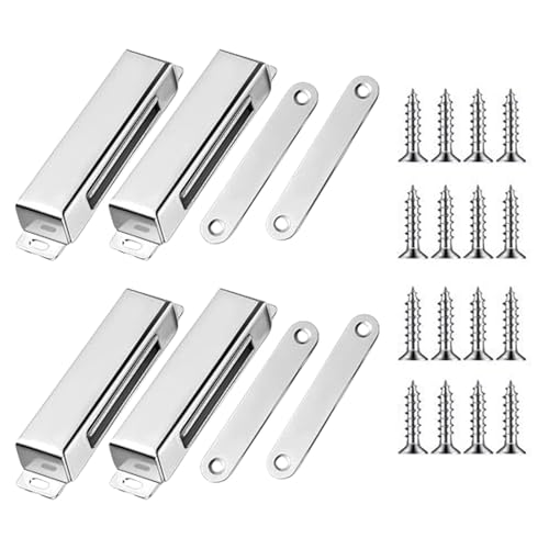 Packung Mit 4 Magnet Türriegel Automatisch Edelstahl Für Kleiderschrankschrankküche Badezimmer Hardware Magnettür Fänger von Xanorrg