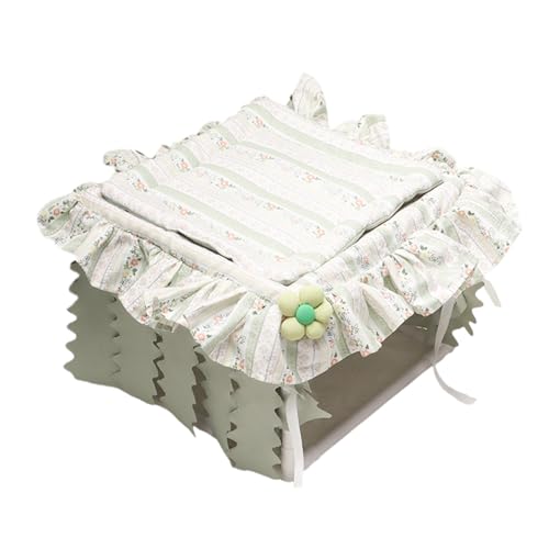 Xanorrg Cavia Porcellus Versteckt Haus Mit Weichem Mattenvorhang Praktisches Kleines Rastbett Käfigzubehör Für Hamster Meerschweinchen Verstecke von Xanorrg