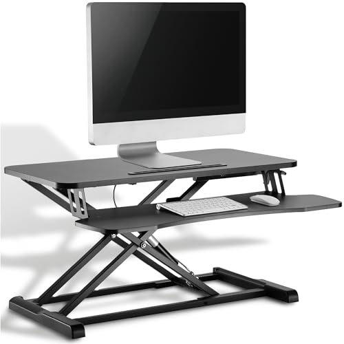 Xantron® Schreibtischaufsatz höhenverstellbar mit Gasdruckfeder / Monitor Erhöhung Schreibtisch 2 Monitore mit Tastaturablage / Monitor Ständer / Schreibtisch Aufsatz / Bildschirmerhöhung von Xantron