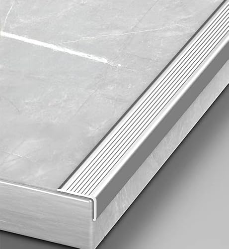 Rutschfeste Treppenkantenleisten aus Aluminiumlegierung – wasserdichter Sicherheits-Trittflächenschutz for Zuhause und Büro – 1 Stück(Grey,L 90cm) von XaoHuaS