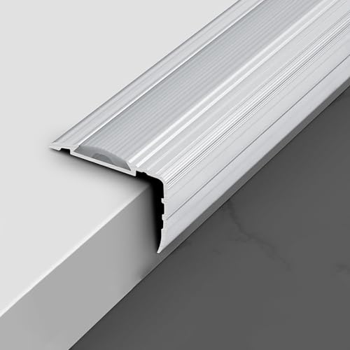 Rutschfester Treppenkantenschutz aus Aluminium for den Innenbereich – wasserdichte Treppenkanten for Villa, Hotel, Apartment, Loft – 1 Stück(Silver,110cm) von XaoHuaS