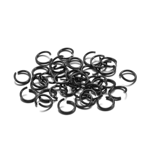 XaoLaoC 300 Stück Bunte Geteilte Biegeringe – 6 mm, 8 mm, 10 mm offene Biegeringe for DIY-Schmuckherstellung und Bastelprojekte(Black,10mm) von XaoLaoC