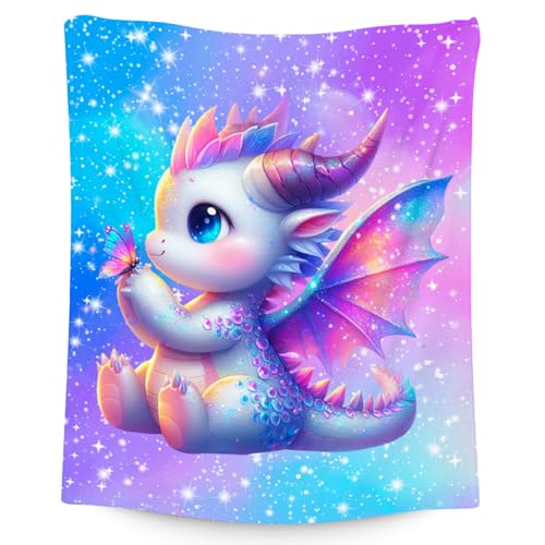 XaocNyx Kinderdecke für Mädchen, Drachen-Decken, Geschenke – bequeme, gemütliche Fleece-Überwürfe für Couch, Bett und Reisen, 101,6 x 127 cm XaocNyx Kinderdecke für Mädchen, Drachen-Decken, Geschenke – bequeme, gemütliche Fleece-Überwürfe für Couch, Bett und Reisen, 101,6 x 127 cm von XaocNyx