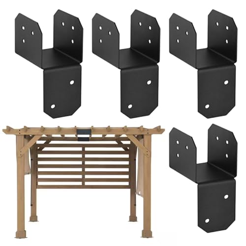 Xasbseulk 10x10 cm Balkenschuh - 4 Stück Pfosten-Träger-Verbinder für Dachverbindung - Robuster Hülsen Trägerverbinder für Zaun Dachbinder Terrasse Dach Blockhaus Garten Innen Außenbereich von Xasbseulk