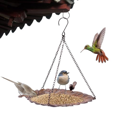 Xasbseulk Aufhängbarer Vogelfutterplatz,Garten Vogelbad Tablett | Robustes Vogelbad Mit Ketten Für Terrasse Garten Rasen Und Hinterhof von Xasbseulk