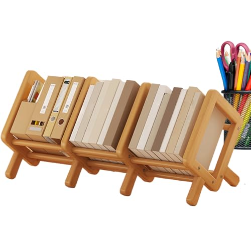 Xasbseulk Desktop Bookshelf, Schreibtischregal Für Arbeitsplatz, Ausziehbares Holzregal Mit Aufbewahrung Präsentationsfläche Für Wohnzimmer Schlafzimmer Büro von Xasbseulk