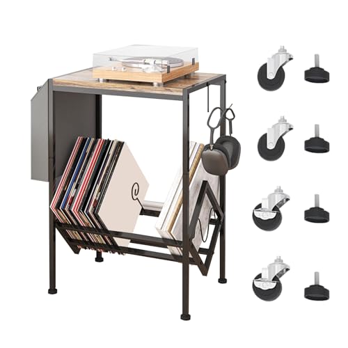 Xasbseulk Schallplattenregal Für Alben, Doppelschicht Schallplattenregal Ständer, Musikalben Display Ständer Heimorganizer mit Aufbewahrungstasche für Wohnzimmer Studio Schlafzimmer von Xasbseulk