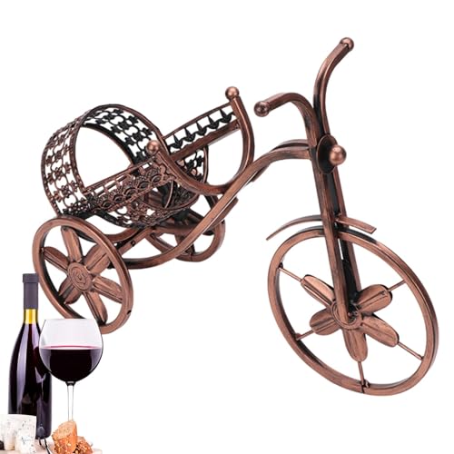 Xasbseulk Weinhalter auf der Arbeitsplatte, skurriler Weinflaschenhalter aus Eisen, langlebiges Dreirad-Weinregal auf der Arbeitsplatte, künstlerischer Dreirad-Weinständer zum Organisieren und Präsent von Xasbseulk
