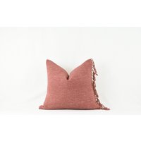 Claire - Mauve/Terra Cotta Gewebte Baumwolle Kissenbezug, Frühlingskissen, Frühlingserfrischung, Fransenkissen, Herbstkissen, Webkissen von XasminInteriorsShop