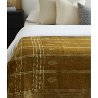 Handgewebte Senf Wolldecke Boho Decke von XasminInteriorsShop