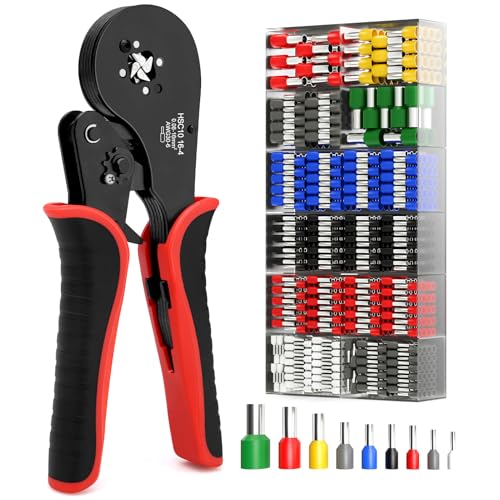 Crimpzange Aderendhülsen Set, Aderendhülsenzange Set mit Zange 1250 stück Aderendhülsen Tool Kit, Kabelschuhe Set für 0,08-16mm² Ergonomischer Griff Crimp Tool von Xastro