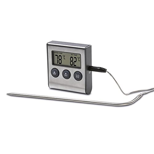Xavax 2in1 Digitales Bratenthermometer mit Küchenuhr, abnehmbarer Temperaturfühler, Grillthermometer Ofenthermometer Fleischthermometer von Xavax