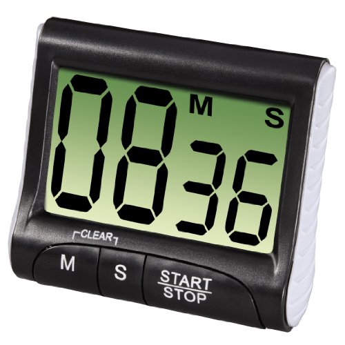Xavax Digitaler Küchentimer mit Timer- und Stopp-Uhr-Funktion (Befestigung via Magnet, Clip, Hänger oder Aufsteller) batteriebetrieben, schwarz von Xavax