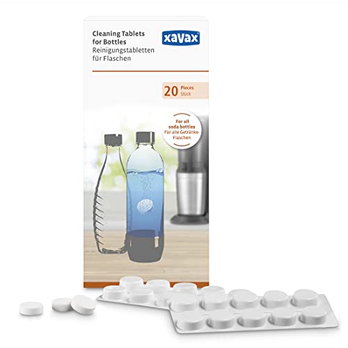 Xavax Flaschenreiniger (Reinigungstabletten für Trinkflaschen aus Glas, Aluminium, Edelstahl, Kunststoff, chlorfrei, phosphatfrei, für Flaschen aller Sprudelsysteme, z.B. Sodastream) 20 Stück von Xavax