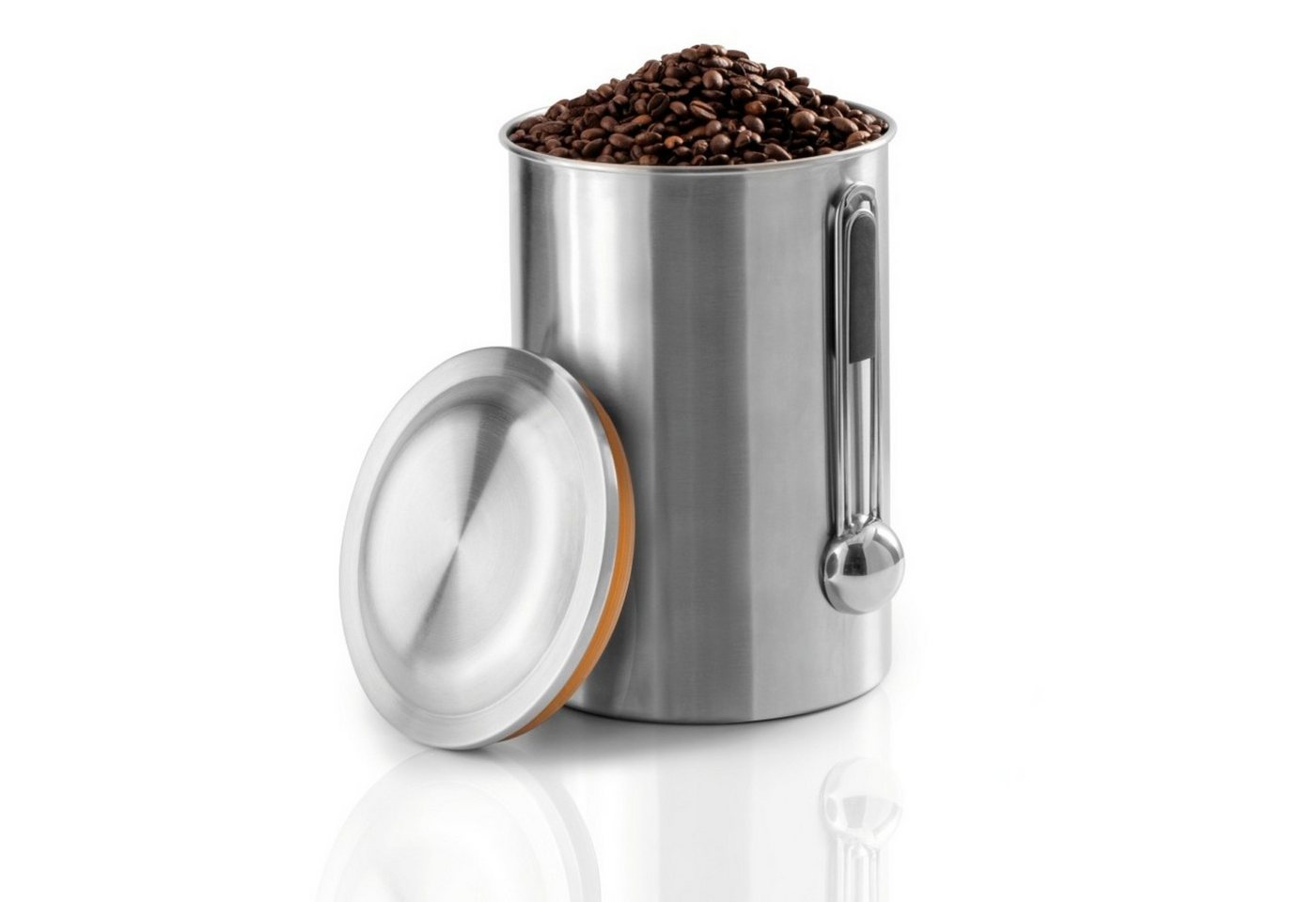 Xavax Kaffeedose Kaffeedose Edelstahl Luftdicht + Dosierlöffel, Edelstahl, (Set Behälter + Löffel, 1-tlg., 1x Dose 1x Maßlöffel), 1kg Vorratsdose Behälter Dose Kaffeebohnen Kaffeepulver Lebensmittel von Xavax