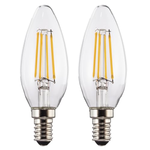 Xavax LED-Filament E14, 470lm ersetzt 40W, Kerzenlampe, warmweiß, klar, 2 Stück von Xavax