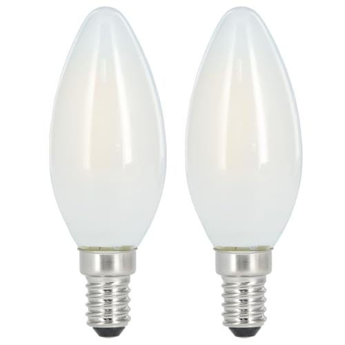 Xavax LED-Filament E14, 470lm ersetzt 40W, Kerzenlampe, warmweiß, matt, 2 Stück von Xavax