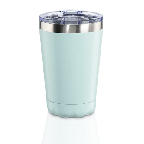 Xavax Thermobecher 270 ml (Isolierbecher mit verschließbarer Trinköffnung, Coffee to go Becher hält 2h heiß/2h kalt, To Go Becher mit Schraubverschluss, Thermobecher to go aus Edelstahl) pastellblau von Xavax