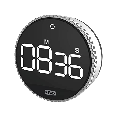 Xavax Timer digital mit Magnet für Backofen, Sport oder Desktop, Eieruhr magnetisch mit Batterie für eine smart Kitchen, digitaler Küchentimer als Kurzzeitwecker oder Küchenwecker mit Alarm u. Ton von Xavax
