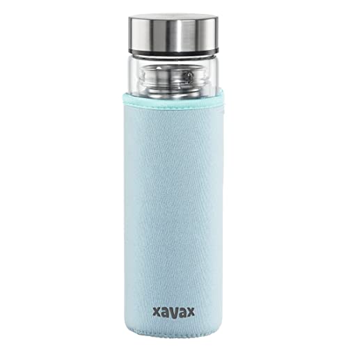 Xavax Trinkflasche aus Glas, 450 ml, mit Filter und Silikonmanschette von Xavax