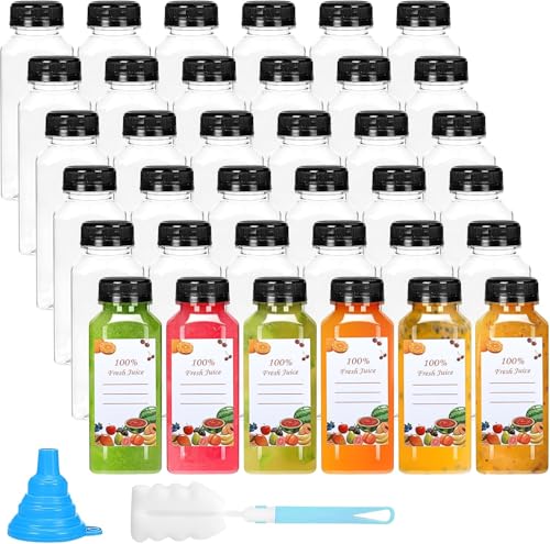 Transparente Kunststoff-Saftflaschen mit Deckel, leere wiederverwendbare Saftflaschen, Großpackung, quadratische Getränkebehälter für Saft, Milch, Wasser, Smoothie, kalte Getränke (inkl. Etiketten Transparente Kunststoff-Saftflaschen mit Deckel, leere wiederverwendbare Saftflaschen, Großpackung, quadratische Getränkebehälter für Saft, Milch, Wasser, Smoothie, kalte Getränke (inkl. Etiketten von Xaztr