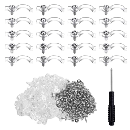 Xbessc 200 Stück LED Strip Halterung Transparente LED Befestigungsclips LED Streifen Halter Clips mit 200 Schrauben 1 Schraubendreher LED Strip Befestigung Clips für 10mm Breite LED Streifen von Xbessc