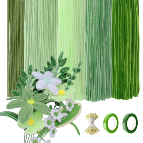 Xbessc 400 Stück Pfeifenputzer zum Basteln, 30cm Pipe Cleaner, 4 Verschiedene Grün Pfeifenreiniger, Chenilledraht mit Basteldraht Klebeband Blumen Staubblatt für Basteln DIY Handwerk Dekorieren Xbessc 400 Stück Pfeifenputzer zum Basteln, 30cm Pipe Cleaner, 4 Verschiedene Grün Pfeifenreiniger, Chenilledraht mit Basteldraht Klebeband Blumen Staubblatt für Basteln DIY Handwerk Dekorieren von Xbessc