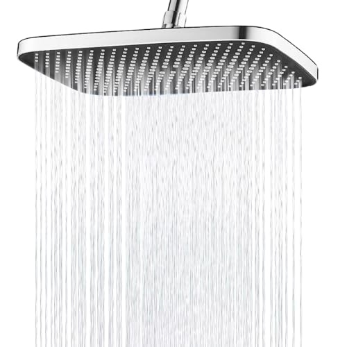 Xbessc Regendusche Duschkopf 14 Zoll 360° Verstellbarer Duschkopf Regendusche ABS Wassersparend Regenduschkopf mit Anti Kalk Düsen Kopfbrause Regenbrause Quadratischer Einbauduschköpfe Silber von Xbessc