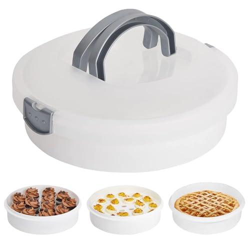 Xbopetda 3-in-1 Kuchenträger, BPA-freie Kunststoff Kuchenbehälter, Kuchen Transportbox mit Muffins und Eier Tablett, Cupcake Transportkiste mit Deckel und Tragegriff, Tragbarer Dessertträger von Xbopetda