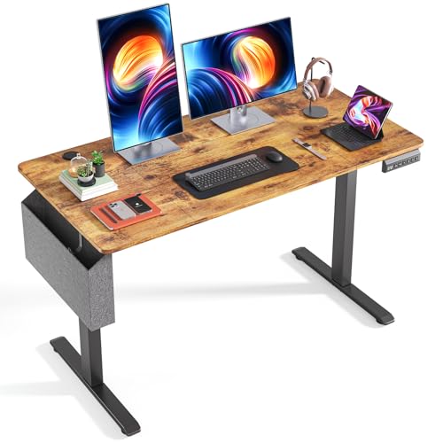 Xbro Elektrisch Höhenverstellbarer Schreibtisch 160 x 70 cm, Schreibtisch Höhenverstellbar mit 4 Memory-Funktion, Gaming Tisch mit Kabel Management Tray, Seitentasche und Haken, Rustikales Braun von Xbro