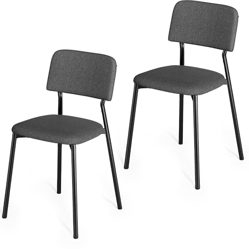 Xbro Stühle 2er Set, Polsterstuhl Esszimmerstühle 2er Set, Metallrahmen Esszimmerstuhl für Esszimmer, Küche, Wohnzimmer, Arbeitszimmer, Dunkelgrau von Xbro