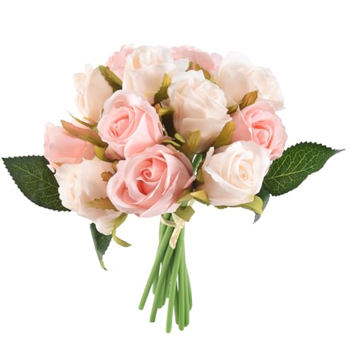 Xbsduih 12pcs / Künstliche Blumen Rosen Brautstrauß Thai Royal Rosen Seidenblumen Home Decor Hochzeitsfeier Dekoration (Champagne) von Xbsduih