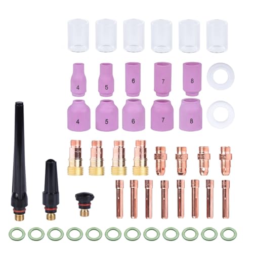 Xbsduih 49-Teiliges WIG-Schweißbrenner-Stubby-Gaslinsen-Teil für WP17 WP18 WP26 WIG 10 Hochtemperatur-Glasbecher-Kit Xbsduih 49-Teiliges WIG-Schweißbrenner-Stubby-Gaslinsen-Teil für WP17 WP18 WP26 WIG 10 Hochtemperatur-Glasbecher-Kit von Xbsduih
