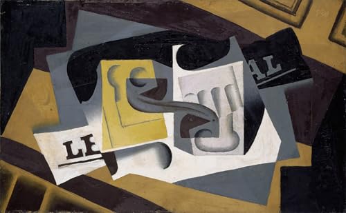 XcBAIHOUD Bekannt Leinwandbilder Deko Bilder Leinwandgemälde Glas Und Zeitung Von Juan Gris Wand Wanddekoration für Zimmer 60x90cm von XcBAIHOUD