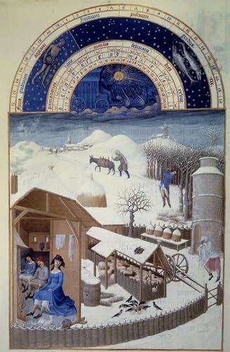 XcBAIHOUD Bekannt Leinwandbilder Deko Bilder Leinwandgemälde der Monat Februar Schnee im Vordergrund baauernhof mit Schafstall von Pol De Limbourg Wand Wanddekoration für Zimmer 60x90cm von XcBAIHOUD