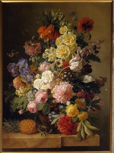 XcBAIHOUD Berühmte Gemälde Kunstdruck Wanddeko Wand Modern Canvas Leinwandbild Blumen auf einer Marmorkonsole mit einem Gemälde von Jan Frans Van Dael für Wohnzimmerdekoration 60x90cm XcBAIHOUD Berühmte Gemälde Kunstdruck Wanddeko Wand Modern Canvas Leinwandbild Blumen auf einer Marmorkonsole mit einem Gemälde von Jan Frans Van Dael für Wohnzimmerdekoration 60x90cm von XcBAIHOUD