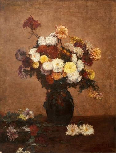 XcBAIHOUD Berühmte Gemälde Kunstdruck Wanddeko Wand Modern Canvas Leinwandbild Blumen in einer Vase von Ignace Henri Jean Fantin Latour Wall Decoration Bilder für Wohnzimmerdekoration 60x90cm von XcBAIHOUD