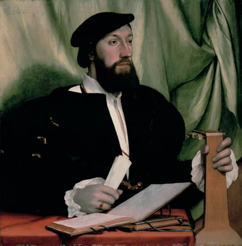XcBAIHOUD Berühmte Gemälde Kunstdruck Wanddeko Wand Modern Canvas Leinwandbild Gentleman with Music Books and Lute by Hans Holbein Der Jüngere Wall Decoration Bilder für Wohnzimmerdekoration 60x90cm von XcBAIHOUD