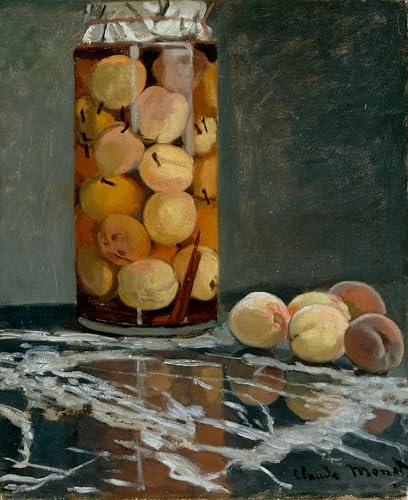 XcBAIHOUD Berühmte Gemälde Kunstdruck Wanddeko Wand Modern Canvas Leinwandbild Glas Pfirsiche Ca Von Claude Monet Wall Decoration Bilder für Wohnzimmerdekoration 60x90cm von XcBAIHOUD