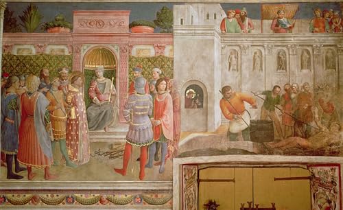 XcBAIHOUD Berühmte Gemälde Kunstdruck Wanddeko Wand Modern Canvas Leinwandbild Hl. laurentius vor decius und das martyrium des hl. laurentius von fra angelico für Wohnzimmerdekoration 60x90cm von XcBAIHOUD