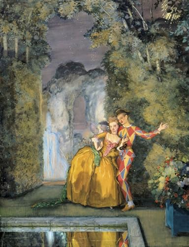 XcBAIHOUD Berühmte Gemälde Kunstdruck Wanddeko Wand Modern Canvas Leinwandbild Magd mit Harlekin von Konstantin Andreevic Somov Wall Decoration Bilder für Wohnzimmerdekoration 60x90cm von XcBAIHOUD