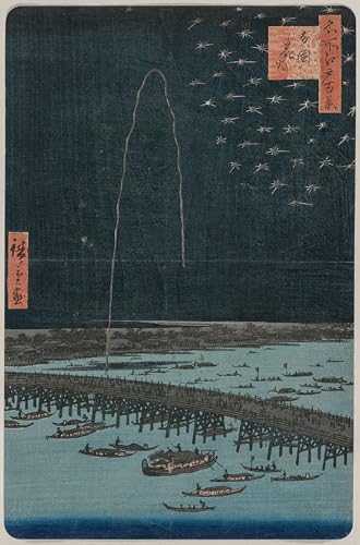 XcBAIHOUD Berühmte Gemälde Moderne Wandbild Kunstdruck Wand Dekoration Feuerwerk in Ryogoku von Utagawa Hiroshige Wandposter Kunstdruck für Wohnzimmerdekoration 60x90cm von XcBAIHOUD