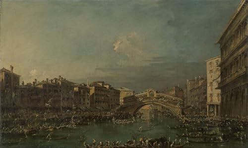 XcBAIHOUD Berühmte Gemälde Moderne Wandbild Kunstdruck Wand Dekoration Regatta auf dem Canalin der Nähe der Rialtobrücke von Francesco Guardi Wandposter Kunstdruck für Wohnzimmerdekoration 60x90cm von XcBAIHOUD