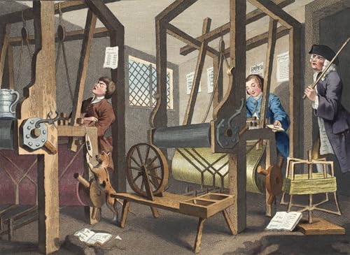 XcBAIHOUD Berühmte Gemälde Moderne Wandbild Kunstdruck Wand Dekoration die Mitlehrlinge auf ihrer Webstuhlplatte I der Industrie und des Müßiggangs von William Hogarth für Wohnzimmerdekoration 60x90cm von XcBAIHOUD